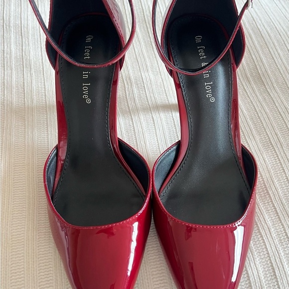😍New with Out Tag On Feet & In Love 🥰 Patent Leather Heels with Ankle Strap - Picture 7 of 12